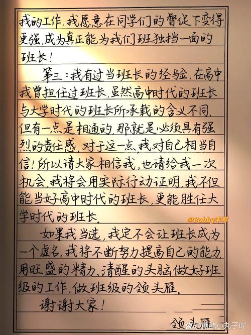 有关竞选班长的发言稿精选 第2张