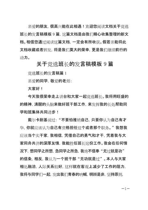 实用的班长竞选发言稿通用 第2张