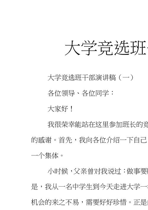 关于班干部竞选的讲话稿精选 第3张