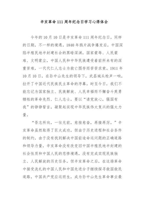 关于辛亥革命纪念日的发言稿精选 第1张