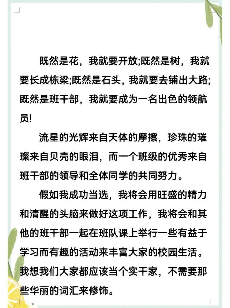 关于竞选班干部的讲话稿范文 第3张