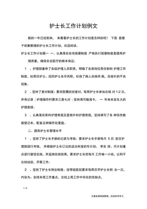 新上任护士长的工作计划 第3张