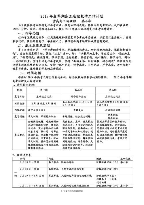 高三地理老师工作计划范文 第2张