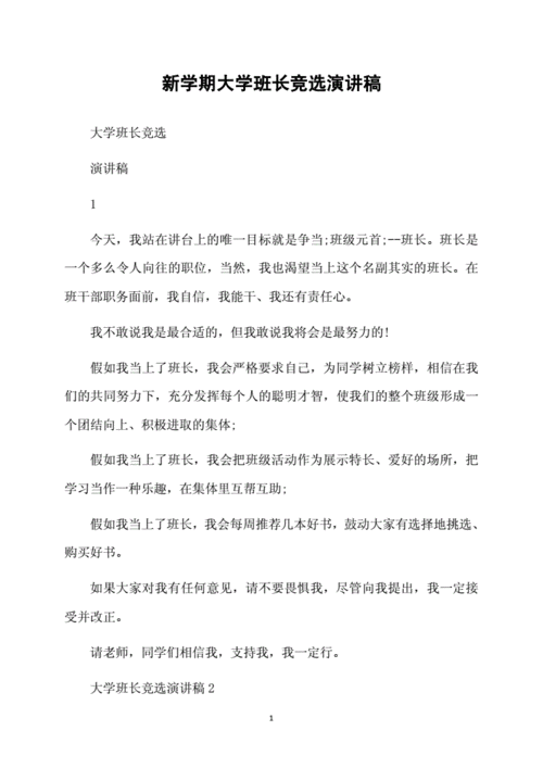 关于新学期竞聘班长的发言稿精选 第3张