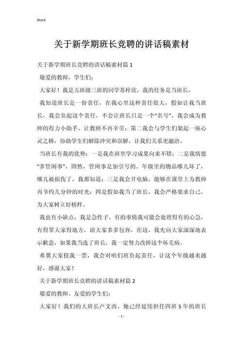 关于竞聘班长的发言稿精选 第3张