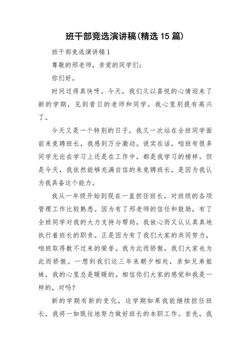 关于班干部竞聘的发言稿通用 第2张