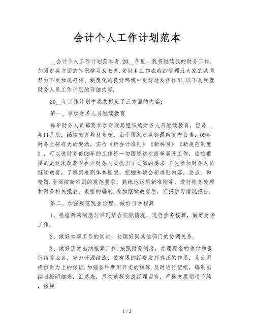 服务业会计工作计划 第2张