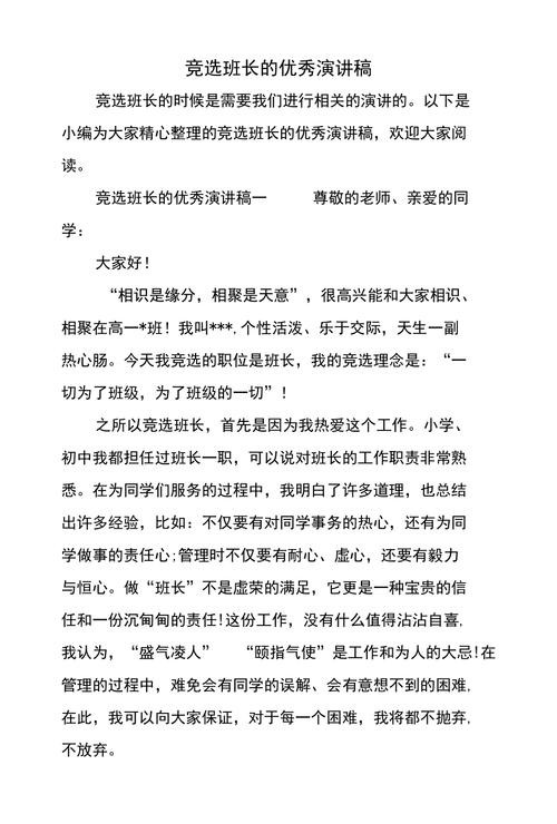 关于竞聘班长的发言稿素材 第3张