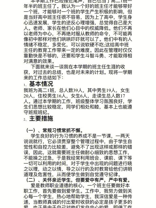 高二班主任工作总结 第2张