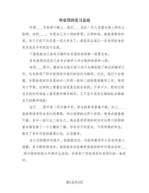 毕业顶岗实习总结 第1张