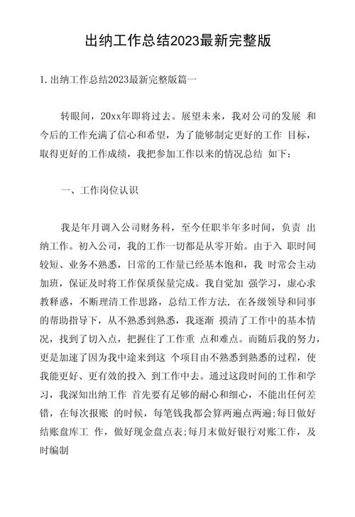 出纳人员个人工作总结简短 第2张