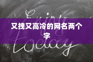 又拽又高冷的网名两个字