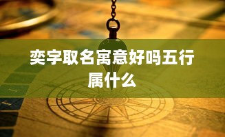 奕字取名寓意好吗五行属什么
