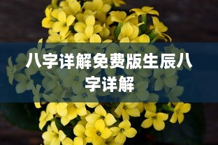 八字详解免费版生辰八字详解