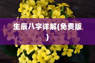 生辰八字详解(免费版)