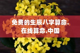 免费的生辰八字算命.在线算命.中国